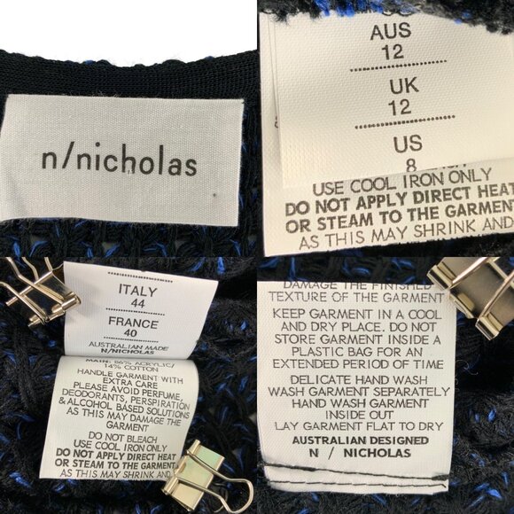 N/Nicholas Knit Fringe Tunic 8 Blue Sleeveless Sweater Scoop Neck Side Slits - Picture 4 of 12